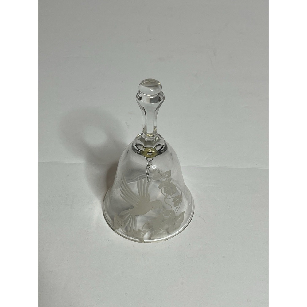 Vintage Avon 24% Full Lead Hand Cut Crystal Glass Bird Etched Bell Ringer